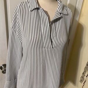 H&M Black and White Striped Button Down Shirt